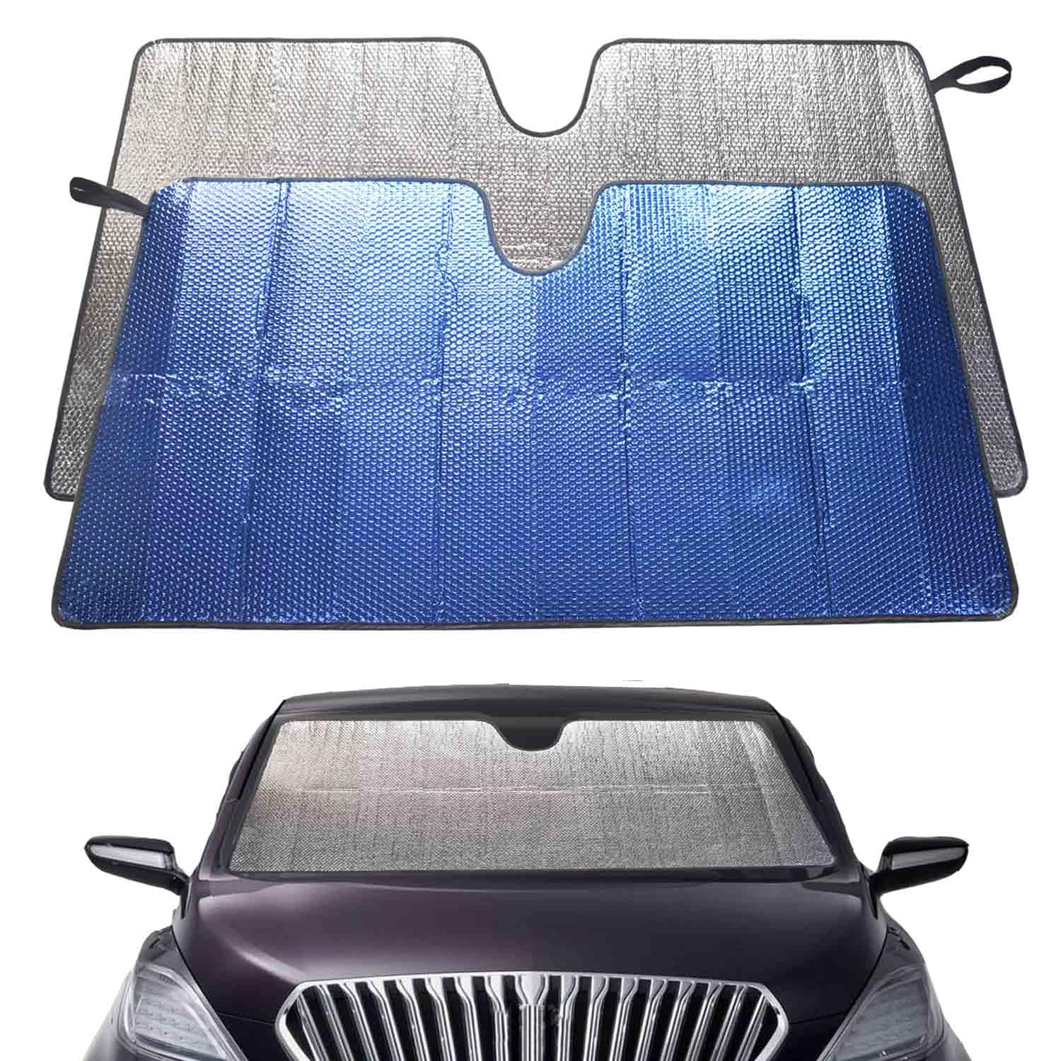 Auto Sonnenschutz Frontscheibe, 130 x 65 cm, Sonnenschutz Auto Windschutzscheibe, Faltbar, Reflektierend, UV-Schutz, Blau Auto Sonnenschutz Frontscheibe, 130 x 65 cm, Sonnenschutz Auto Windschutzscheibe, Faltbar, Reflektierend, UV-Schutz, Blau von AuFiiy