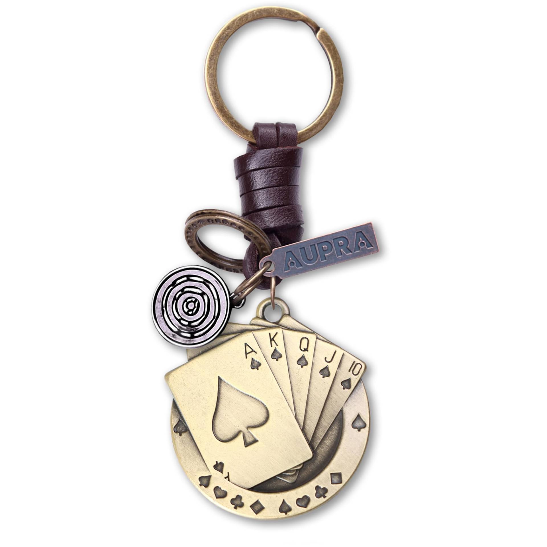 AuPra Glücksbringer Poker Spielkarten Leder Schlüsselanhänger Geschenk Damen Herren Beste Freundin Zuhause Gold Lucky Chip Mama & Papa Lehrer Handtasche Charm Mädchen Junge Auto Anhänger AuPra Glücksbringer Poker Spielkarten Leder Schlüsselanhänger Geschenk Damen Herren Beste Freundin Zuhause Gold Lucky Chip Mama & Papa Lehrer Handtasche Charm Mädchen Junge Auto Anhänger von AuPra