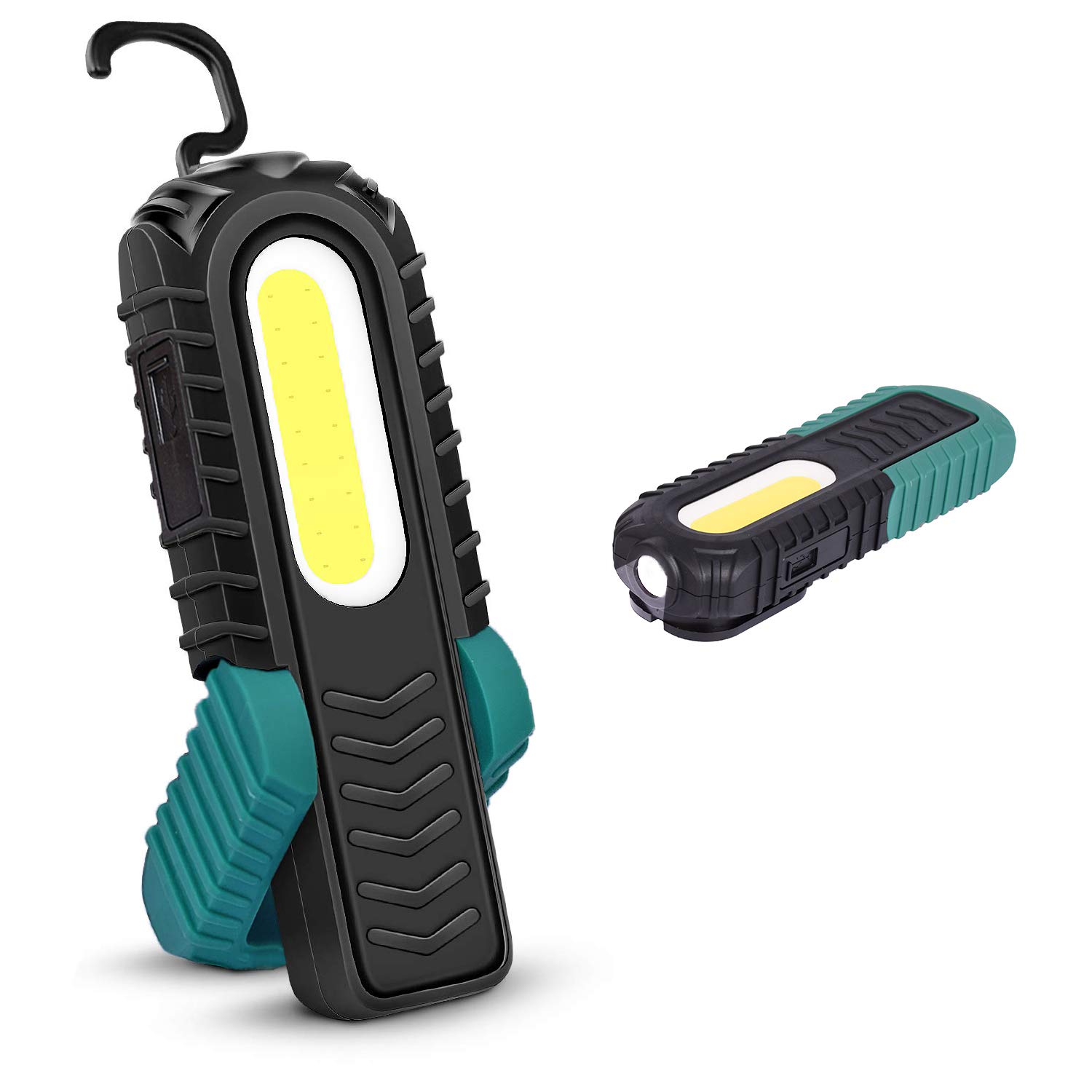 AuRiver LED Arbeitsleuchte, Portable Wiederaufladbare Taschenlampe Workshop Lampe COB Inspektionsleuchten mit Haken und magnetischen Base für Auto Reparatur, Garage, Camping, Notfallgebrauch (Grün) von AuRiver
