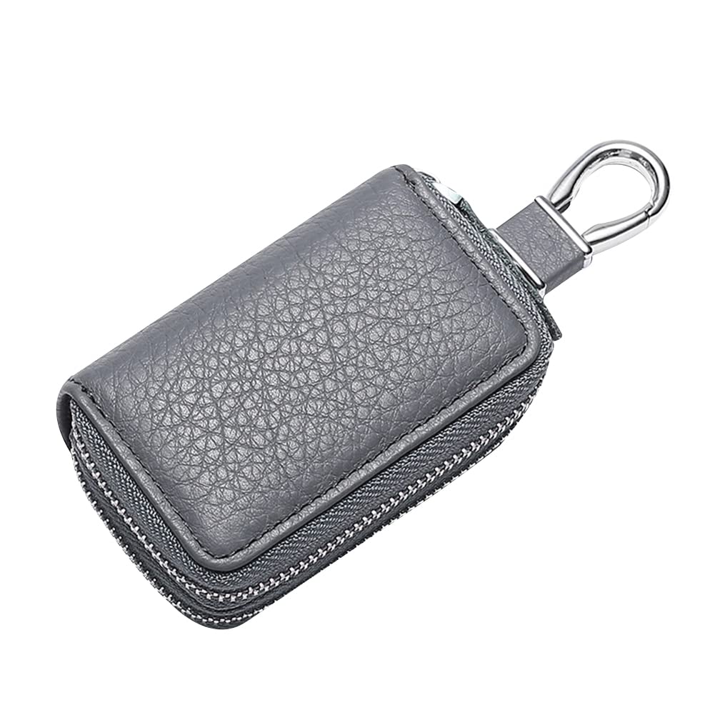 Aublinto Auto Schlüssel Schutz Tasche,Tragbare Auto Schlüssel Tasche Multifunktionale Münztasche Doppelschichtige Schlüsseletui Brieftasche Autoschlüsseletui aus Leder mit Haken von Aublinto