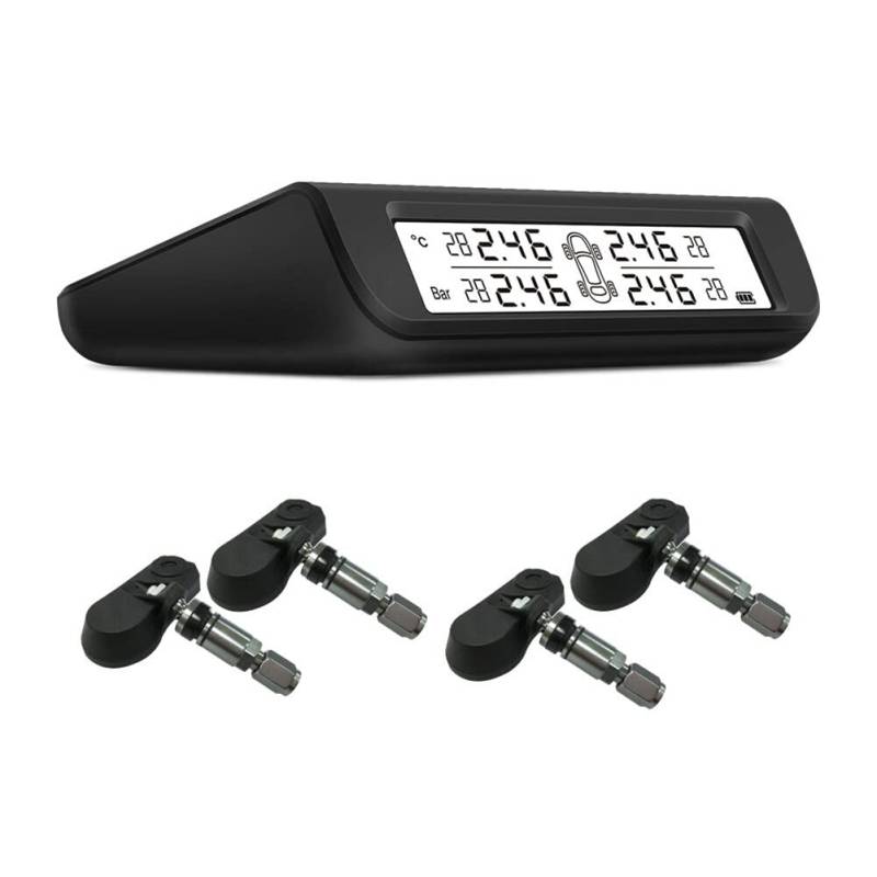 Aublinto TPMS Solar Reifendruckkontrollsys,Auto Reifendrucküberwachungssystem mit 4 Internen Sensoren TPMS Kabelloses Solar Reifendrucküberwachungssystem für Auto, Wohnmobil, Anhänger, LKW von Aublinto