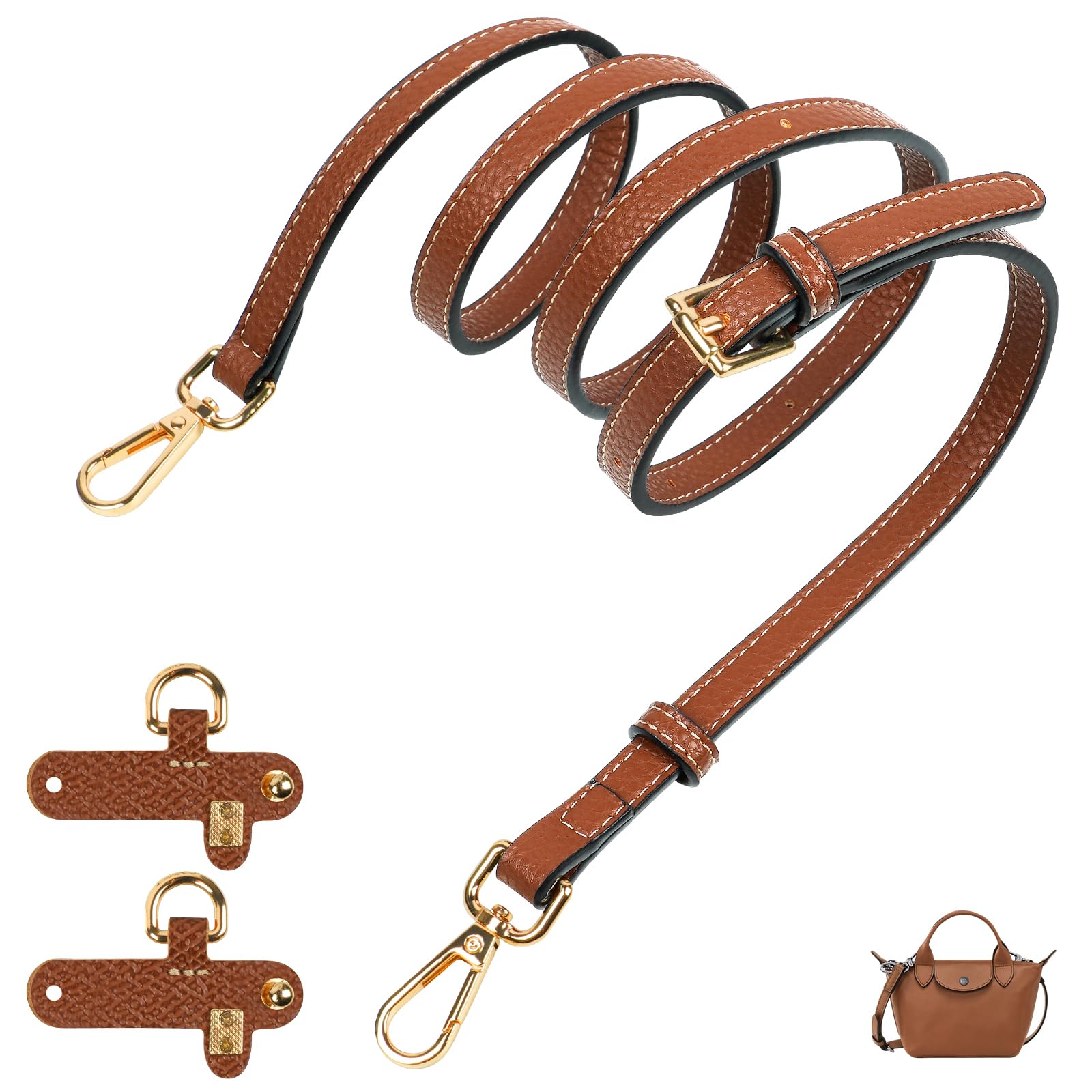Aucuu Schultergurt für Longchamp Tasche Damen, Schulterriemen aus Leder für Minitaschen, Verstellbarer Schulterriemen, Tragegurte für Taschen, Taschengurt für Longchamp Mini Bag Crossbody Bag Aucuu Schultergurt für Longchamp Tasche Damen, Schulterriemen aus Leder für Minitaschen, Verstellbarer Schulterriemen, Tragegurte für Taschen, Taschengurt für Longchamp Mini Bag Crossbody Bag von Aucuu