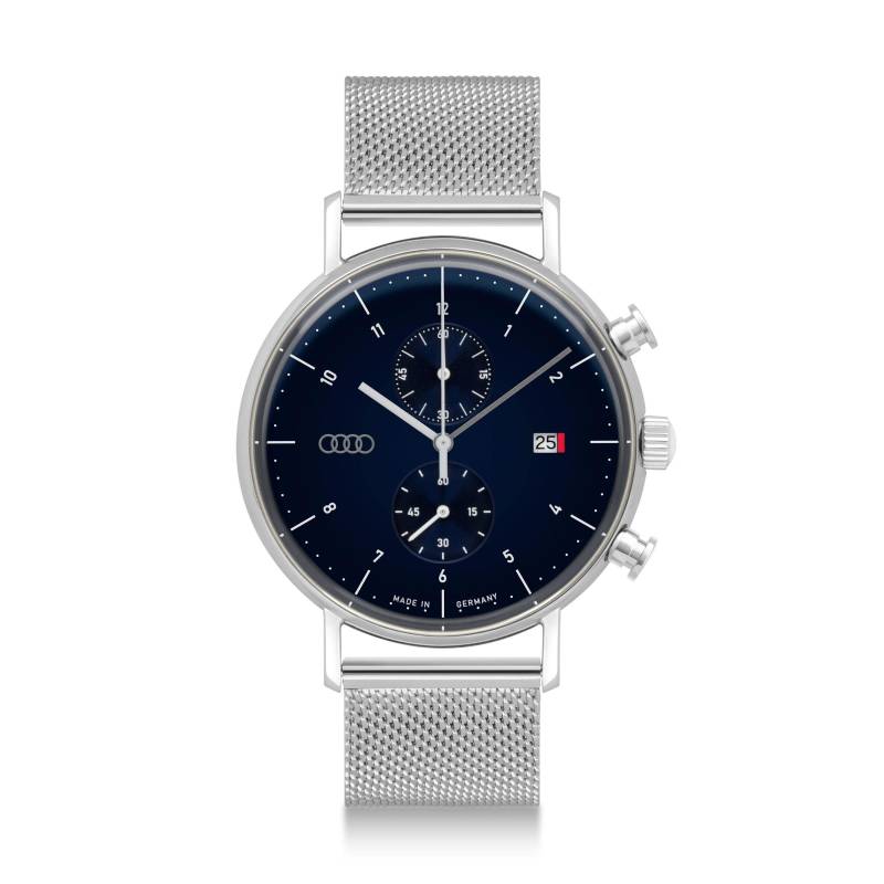 Audi collection 3102200300 Chronograph Uhr Armbanduhr Ringe Logo Herren, Silber/blau von Audi collection