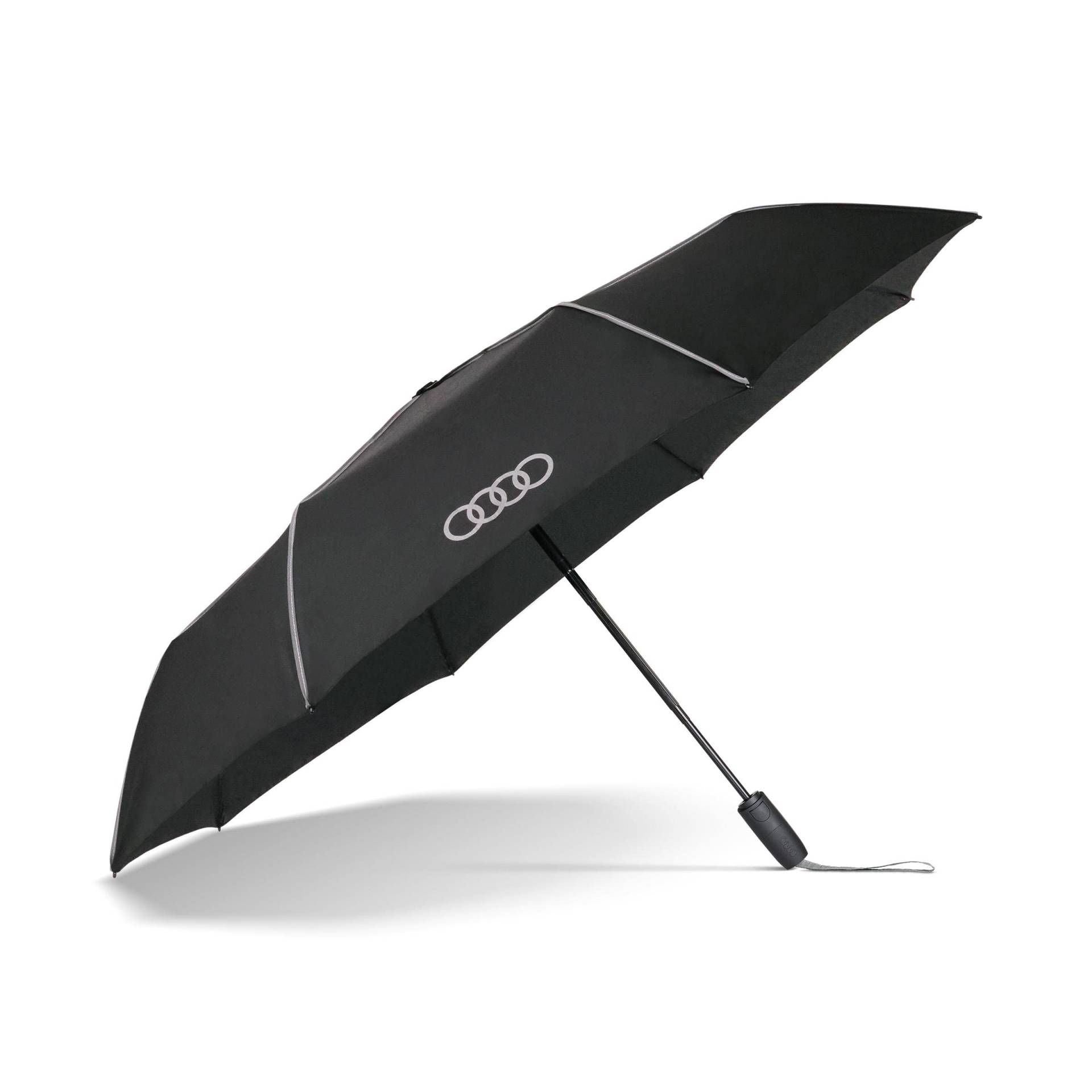 Audi 3122200400 Regenschirm Taschenschirm, schwarz, mit Ringe Logo Audi 3122200400 Regenschirm Taschenschirm, schwarz, mit Ringe Logo von Audi collection