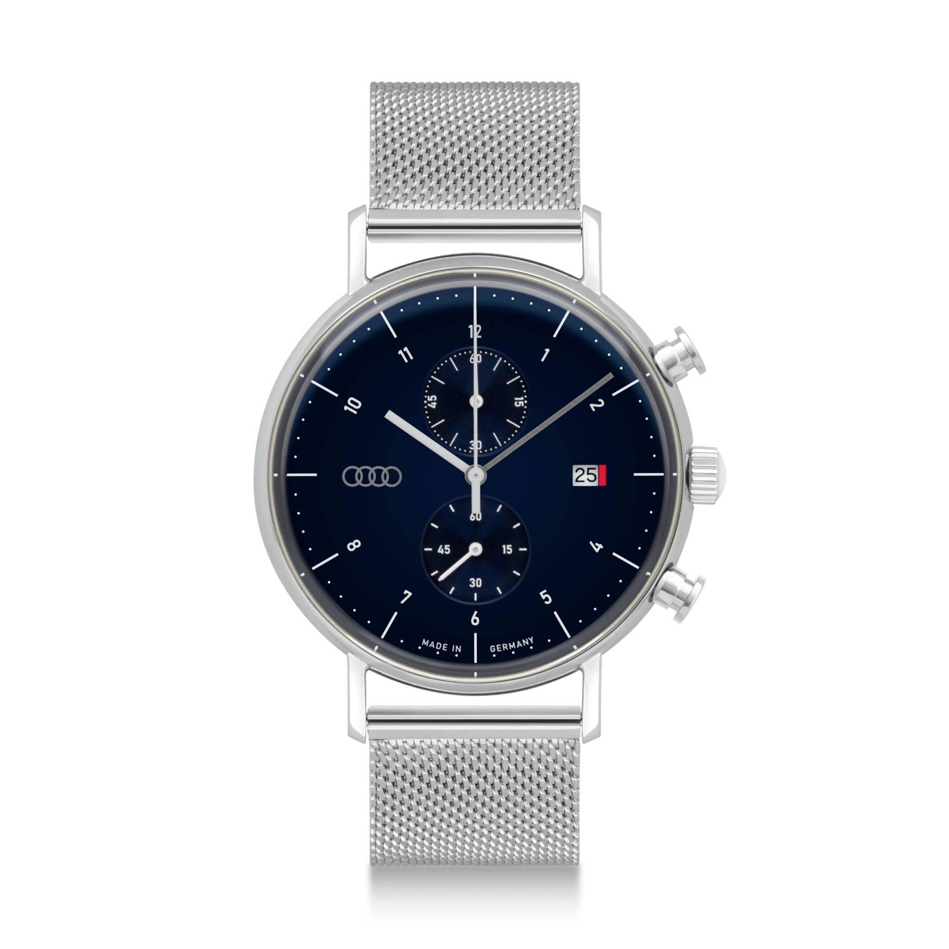 Audi collection 3102200300 Chronograph Uhr Armbanduhr Ringe Logo Herren, Silber/blau von Audi collection
