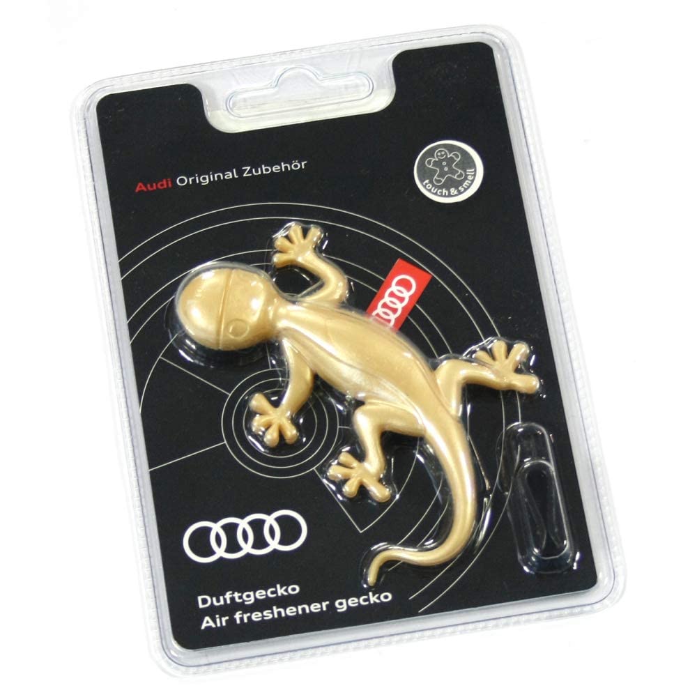 Audi 000087009AS Duftgecko Goldoptik Lufterfrischer aromatisch-zimtig, Gelb von Audi