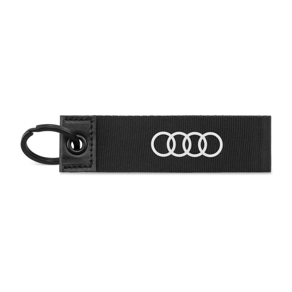 Audi 3182000200 Schlüsselanhänger Ringe Logo Schlüsselband Keyring Schlaufe, schwarz von Audi