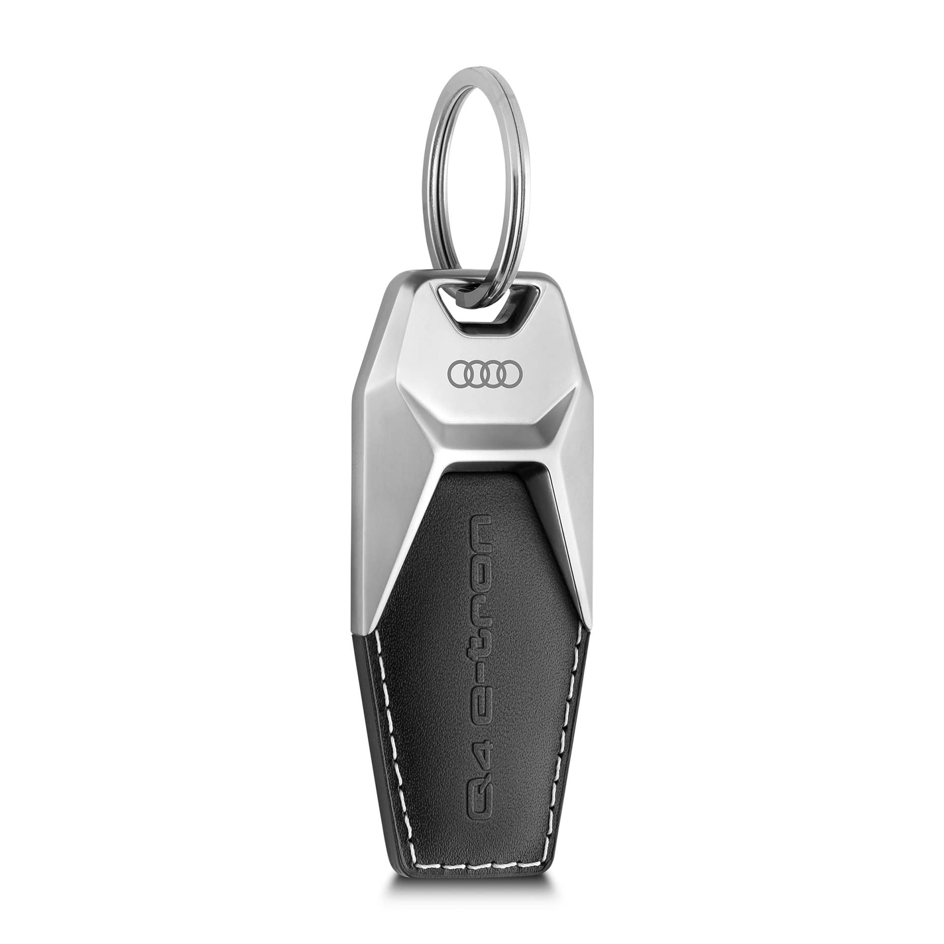 Audi 3182100301 Schlüsselanhänger Q4 e-tron Metall Leder Anhänger Keyring Gravur, schwarz/silber, Einheitsgröße Audi 3182100301 Schlüsselanhänger Q4 e-tron Metall Leder Anhänger Keyring Gravur, schwarz/silber, Einheitsgröße von Audi