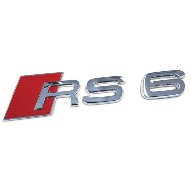 Audi 4B08537402ZZ Schriftzug RS6 Emblem Logo Aufkleber, rot/chrom glänzend von Audi