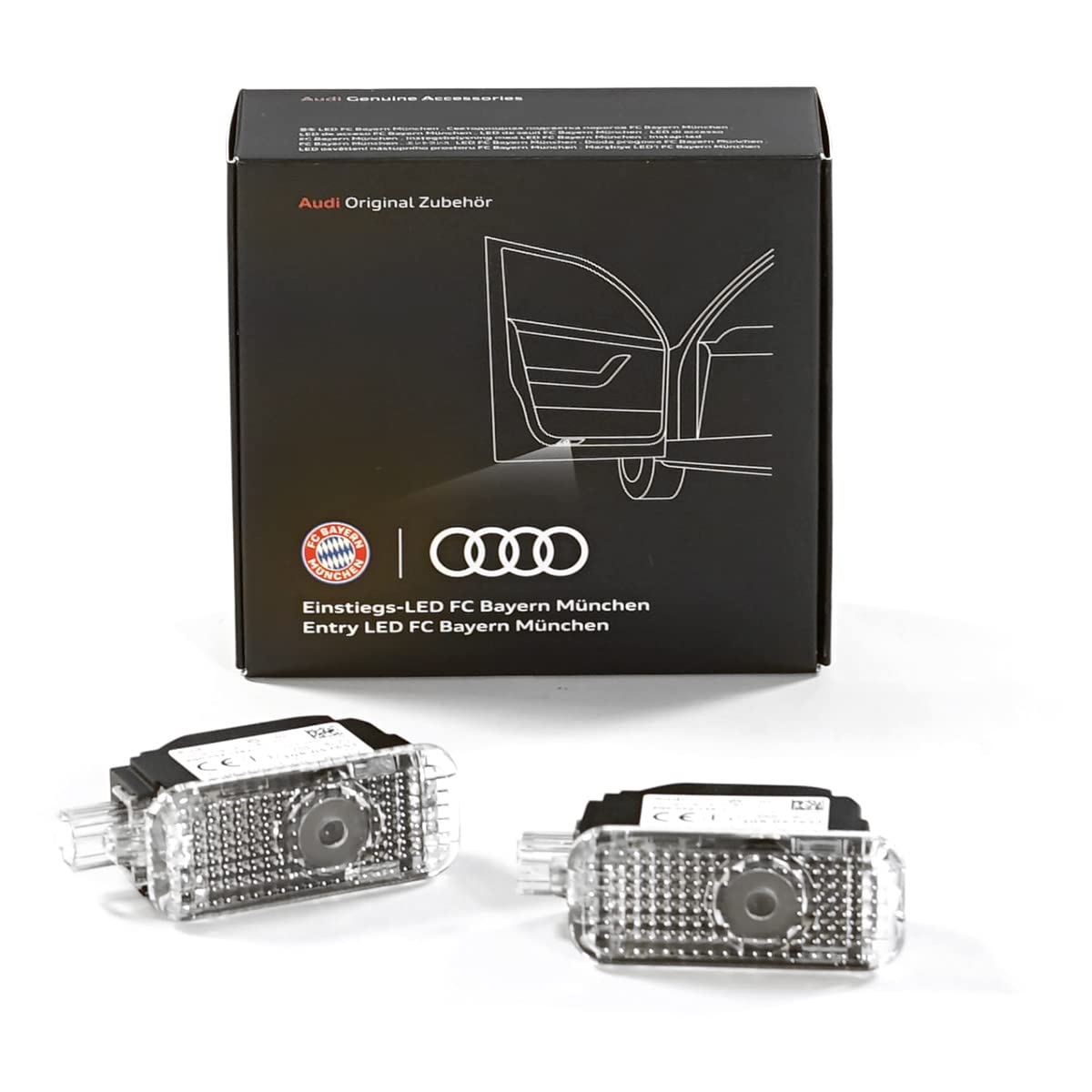 Audi 4G0052133N Projektor Einstiegsbeleuchtung Projektion Ringe Logo Fußball, nur für Fahrzeuge mit serienmäßigen LED Einstiegsleuchten (schmaler Stecker) von Audi
