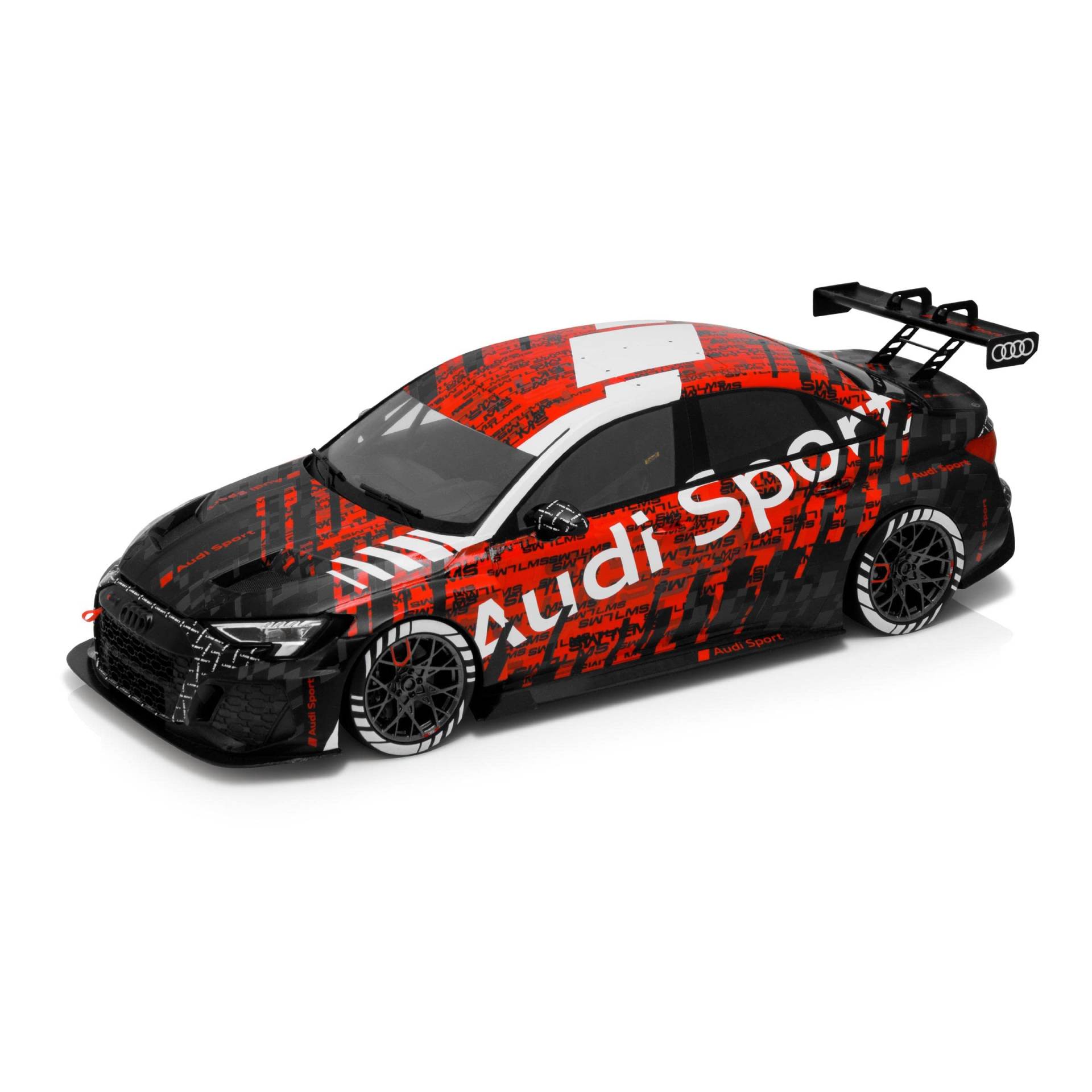 Audi 5022100351 Modellauto Sport Miniatur RS3 LMS, Modelljahr 2022, Maßstab 1:18, schwarz/rot/weiß von Audi