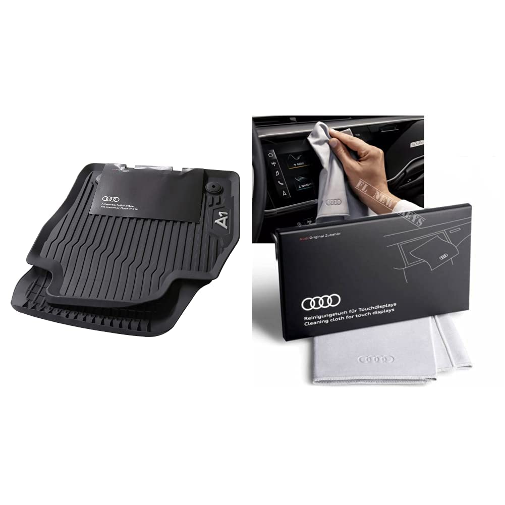 Audi 82B061501041 Premium Gummi Fußmatten 2X Vorn Original Gummimatten Allwettermatten, Schwarz & 80A096325 Reinigungstuch für Touchdisplays, Silber, 30x30cm Audi 82B061501041 Premium Gummi Fußmatten 2X Vorn Original Gummimatten Allwettermatten, Schwarz & 80A096325 Reinigungstuch für Touchdisplays, Silber, 30x30cm von Audi