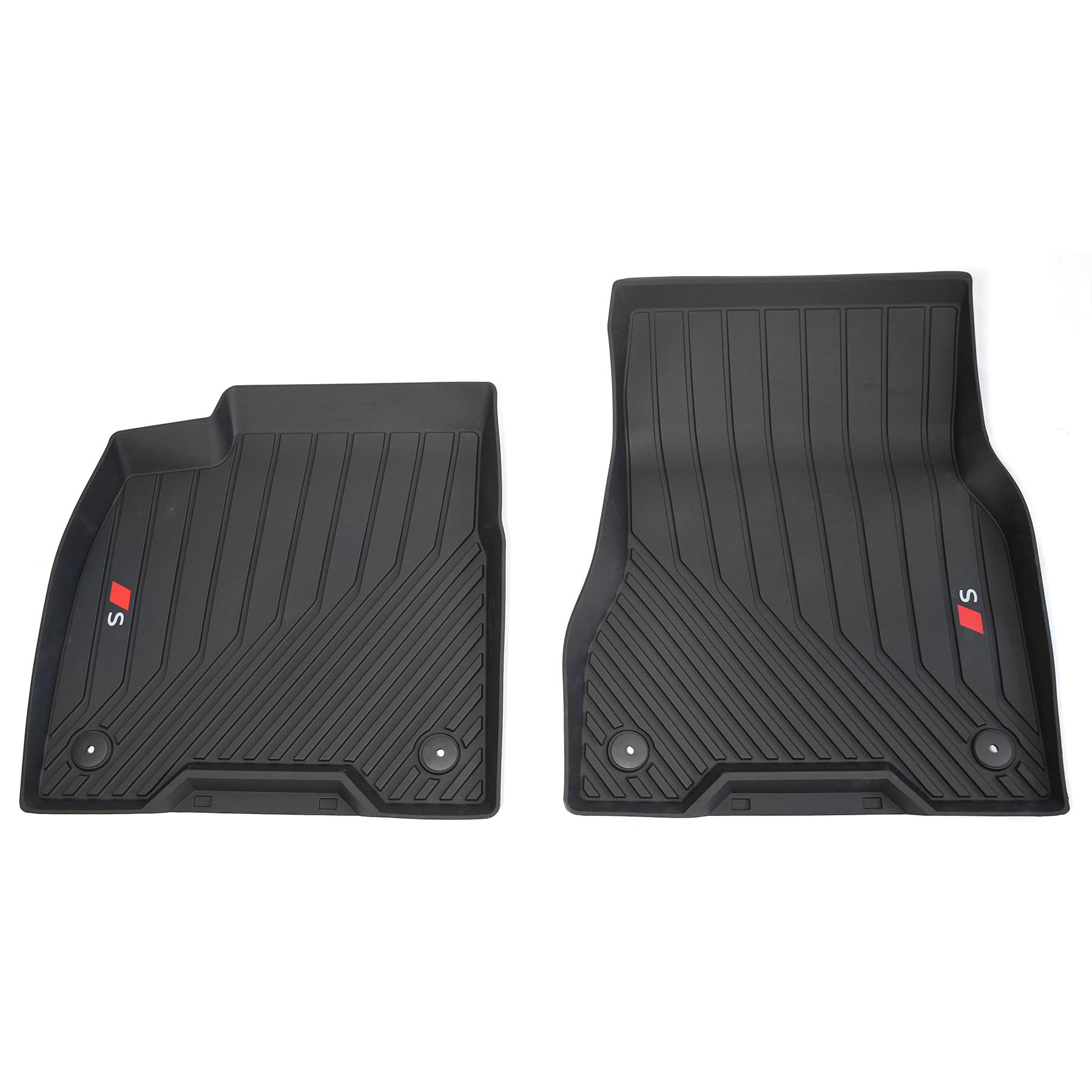 Audi 85B061221A041 Gummi Fußmatten Allwetterfußmatten 2X Gummimatten vorn, schwarz/rot, mit S-Logo und Sport Raute Audi 85B061221A041 Gummi Fußmatten Allwetterfußmatten 2X Gummimatten vorn, schwarz/rot, mit S-Logo und Sport Raute von Audi