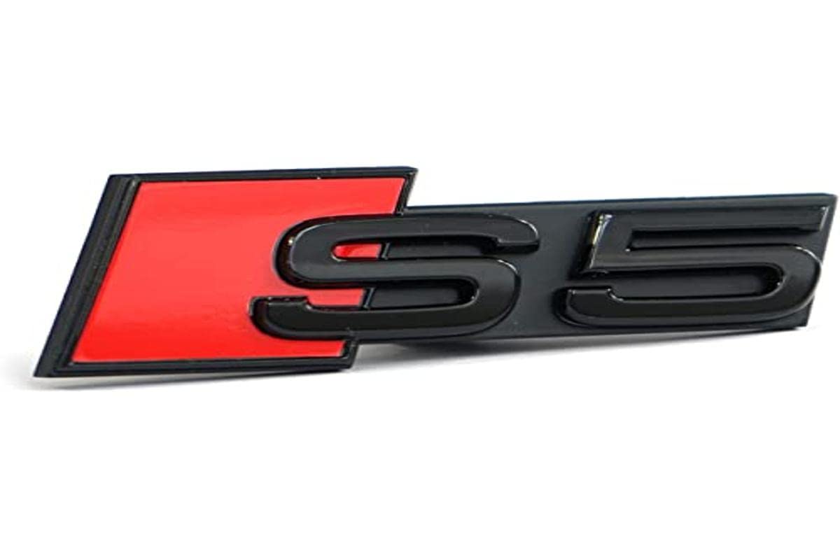 Audi 8W6071805 Schriftzug Clip S5 Schriftzug Tuning Kühlergrill Black Edition Emblem, schwarz/rot von Audi