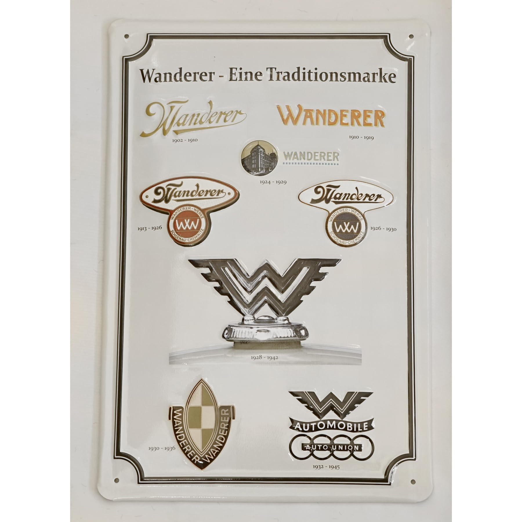 Audi A8-8978 Blechschild Wanderer Traditionsmarke Stahlblech Schild Audi A8-8978 Blechschild Wanderer Traditionsmarke Stahlblech Schild von Audi