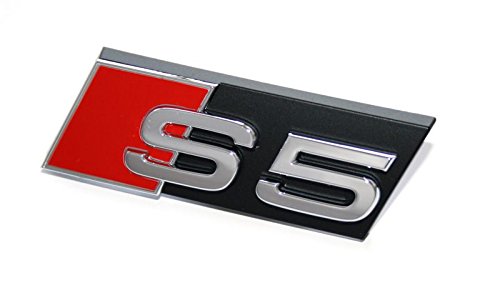 Audi Schriftzug S5 Original A5 Tuning Emblem Kühlergrill Zeichen Chrom Rot von Audi