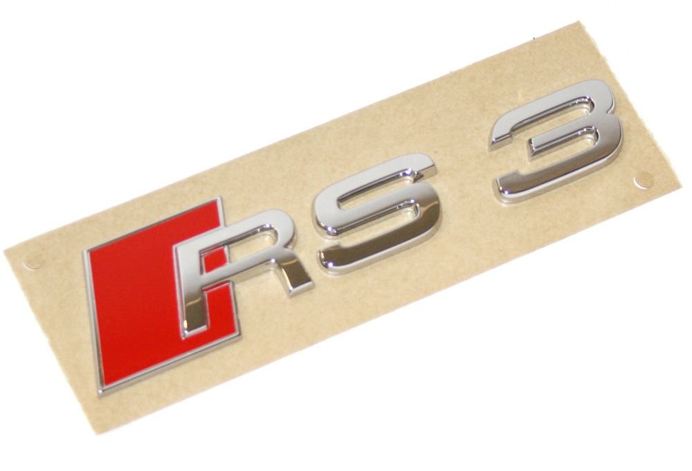 Original Audi RS3 Schriftzug Logo Emblem Chrom Rot Zeichen selbstklebend von Audi