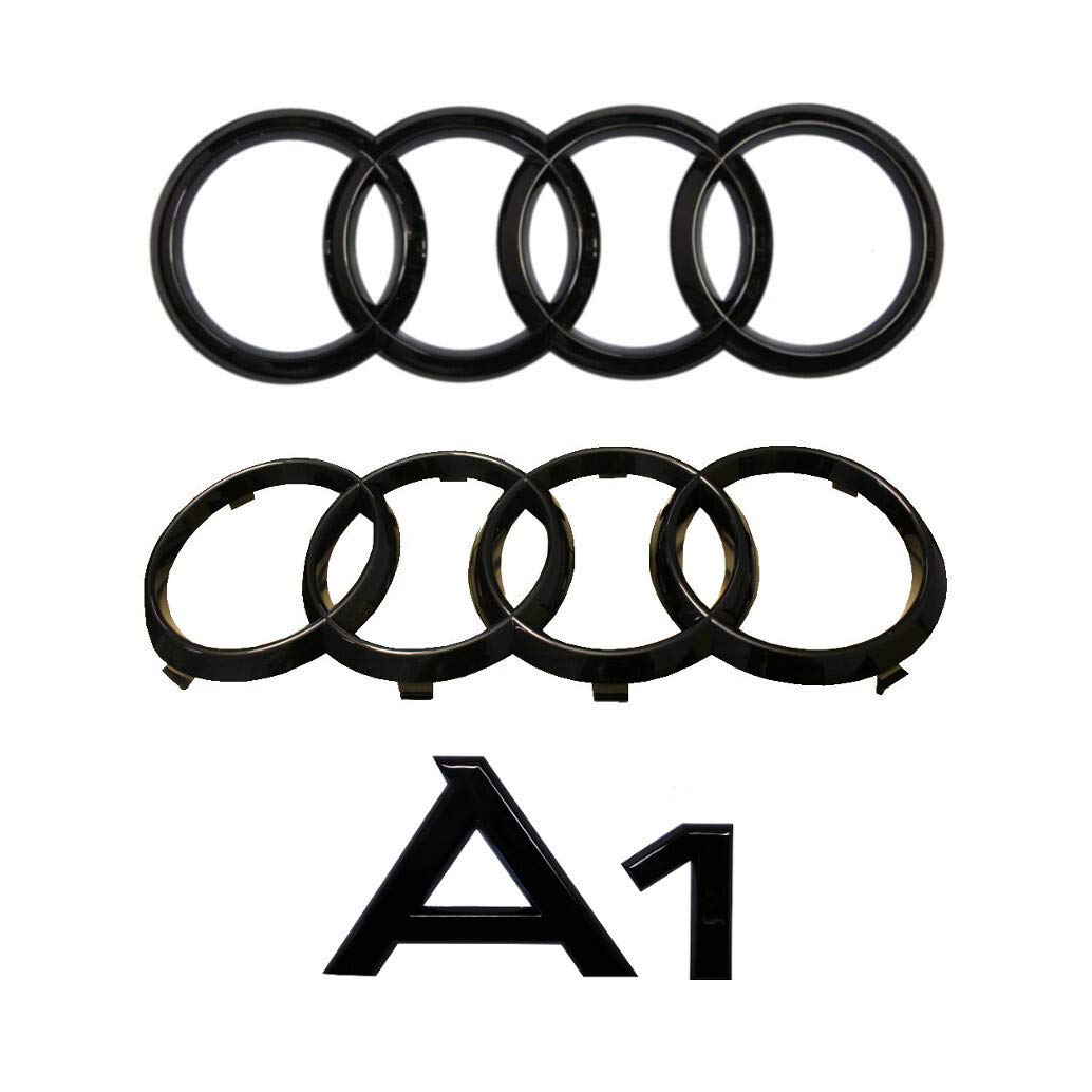 Set Audi A1 Ringe Schriftzug Emblem vorne + hinten schwarz glänzend Set Audi A1 Ringe Schriftzug Emblem vorne + hinten schwarz glänzend von Audi