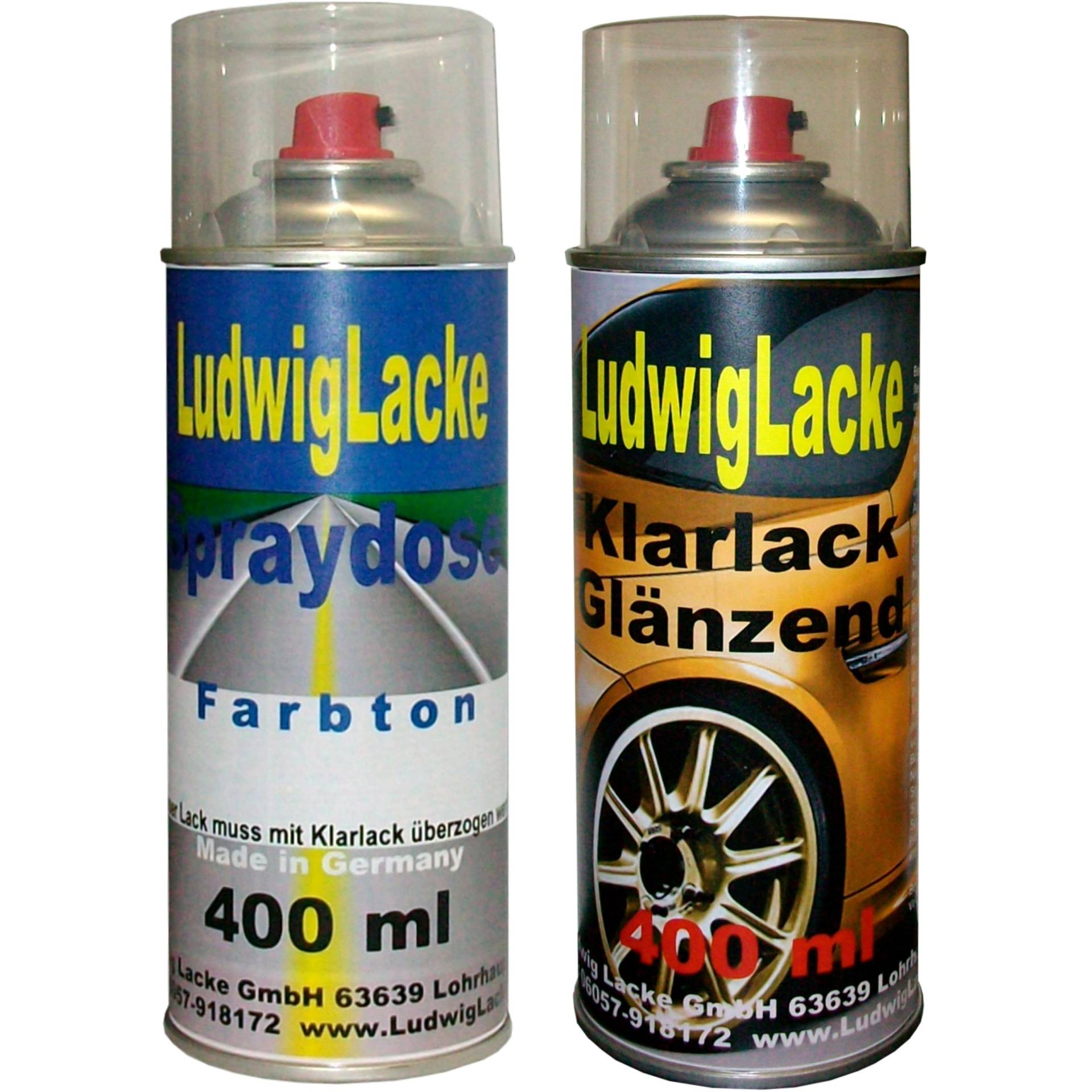 Sprayset für Audi Titan Farbton: LY7P Baujahr: 1989-2000 Metallic Lack * Eine Spraydose Basislack 400 ml und eine Dose Klarlack glänzend 400ml. Beide Spraydosen enthalten 1K Autolack. von Ludwiglacke