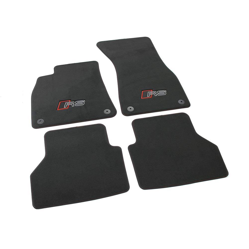 Textilfußmatten RS Premium Velours Fußmatten 4x Stoffmatten schwarz/rot von Audi