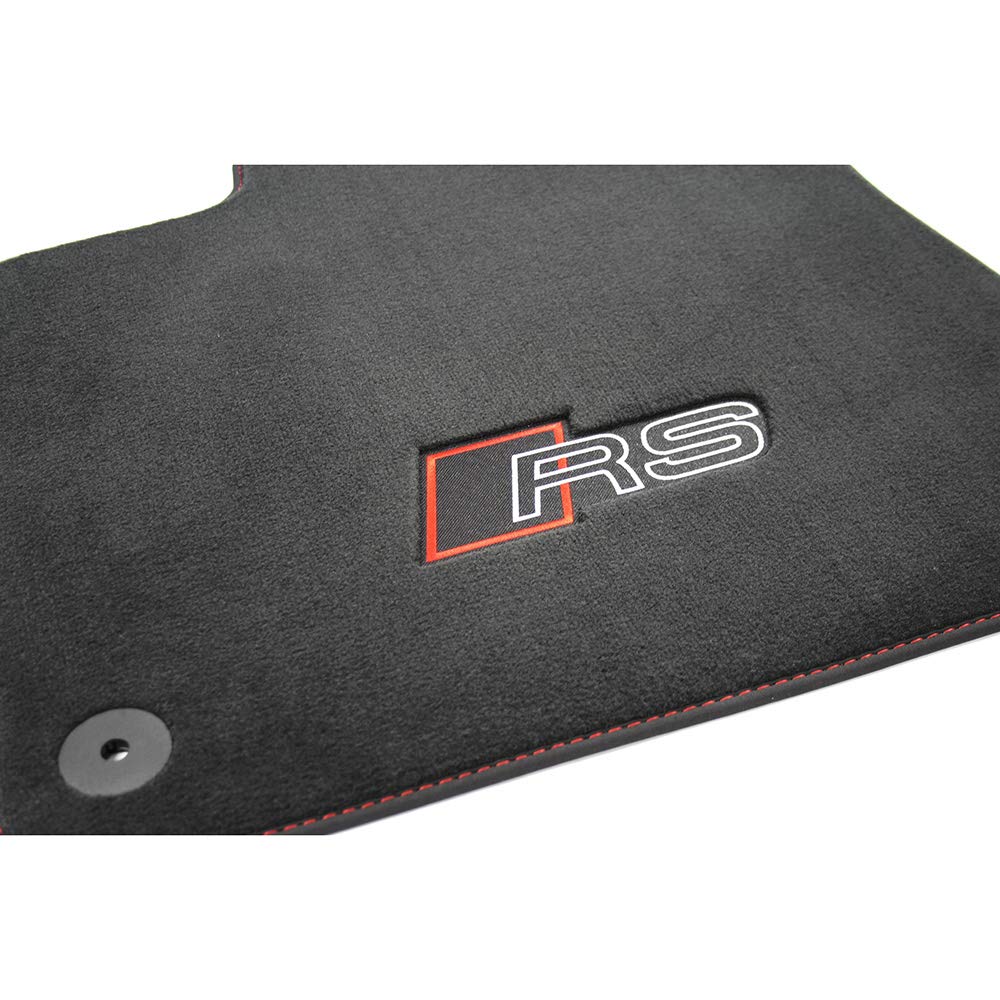 Textilfußmatten RSQ8 Premium Velours Fußmatten 4x Stoffmatten schwarz/rot 4M1863011HRPP, mit RS Schriftzug von Audi
