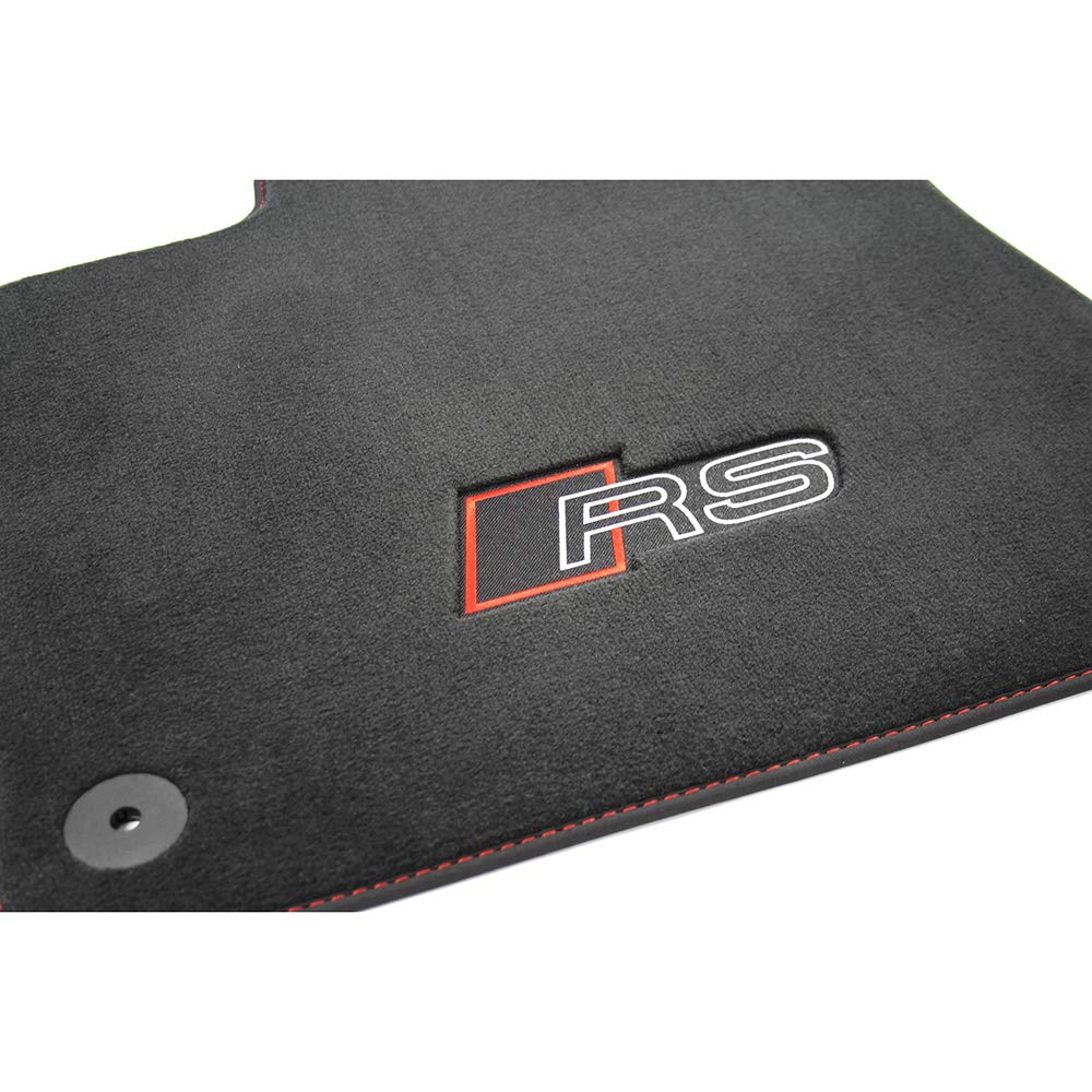 Textilfußmatten RSQ8 Premium Velours Fußmatten 4x Stoffmatten schwarz/rot 4M1863011HRPP, mit RS Schriftzug Textilfußmatten RSQ8 Premium Velours Fußmatten 4x Stoffmatten schwarz/rot 4M1863011HRPP, mit RS Schriftzug von Audi