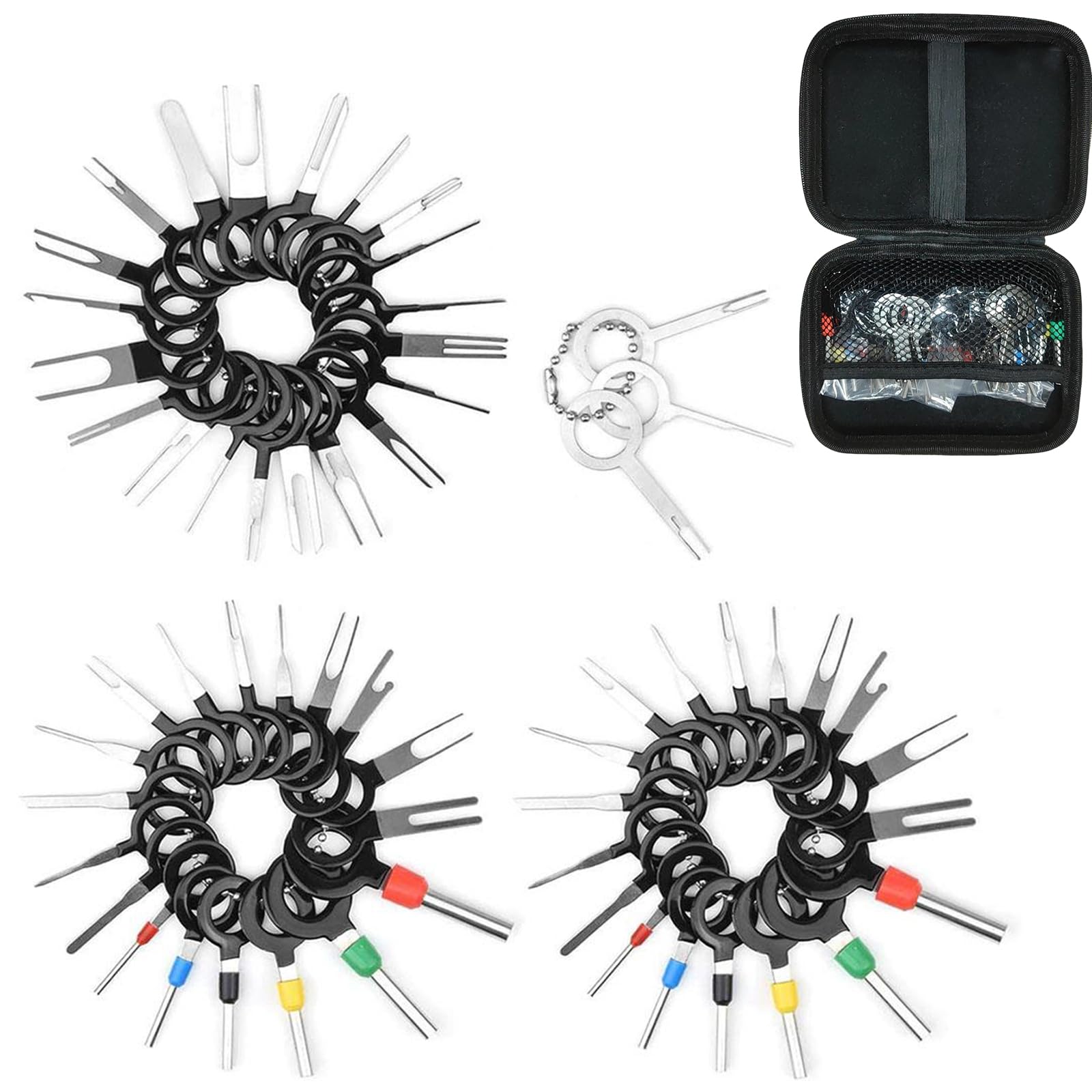 Entriegelungswerkzeug Kfz Stecker Auspinwerkzeug Kfz Set Terminal Removal Tool Kit Pin Kabel Stecker Ausbau Werkzeug Flachrundstecker Kontaktentfernungswerkzeug，59 StüCk von Audio frequency%