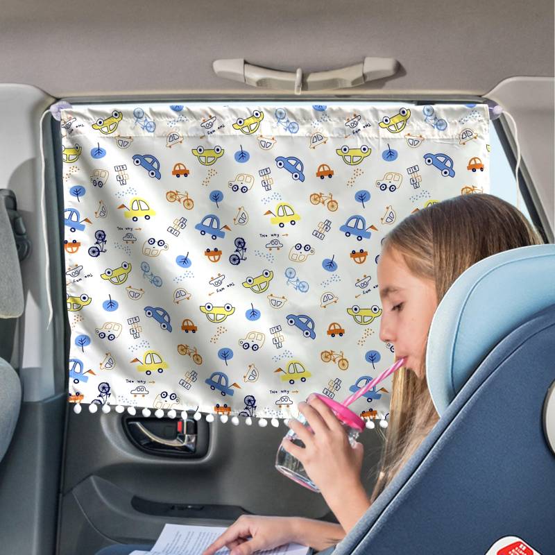 Aufisi Sonnenschutz Auto Baby 2 Stück- 63x49 cm Sonnenblende Auto Seitenscheibe mit 2 Saugnäpfen, Geeignet für Familienreisen, Muster 4 von Aufisi