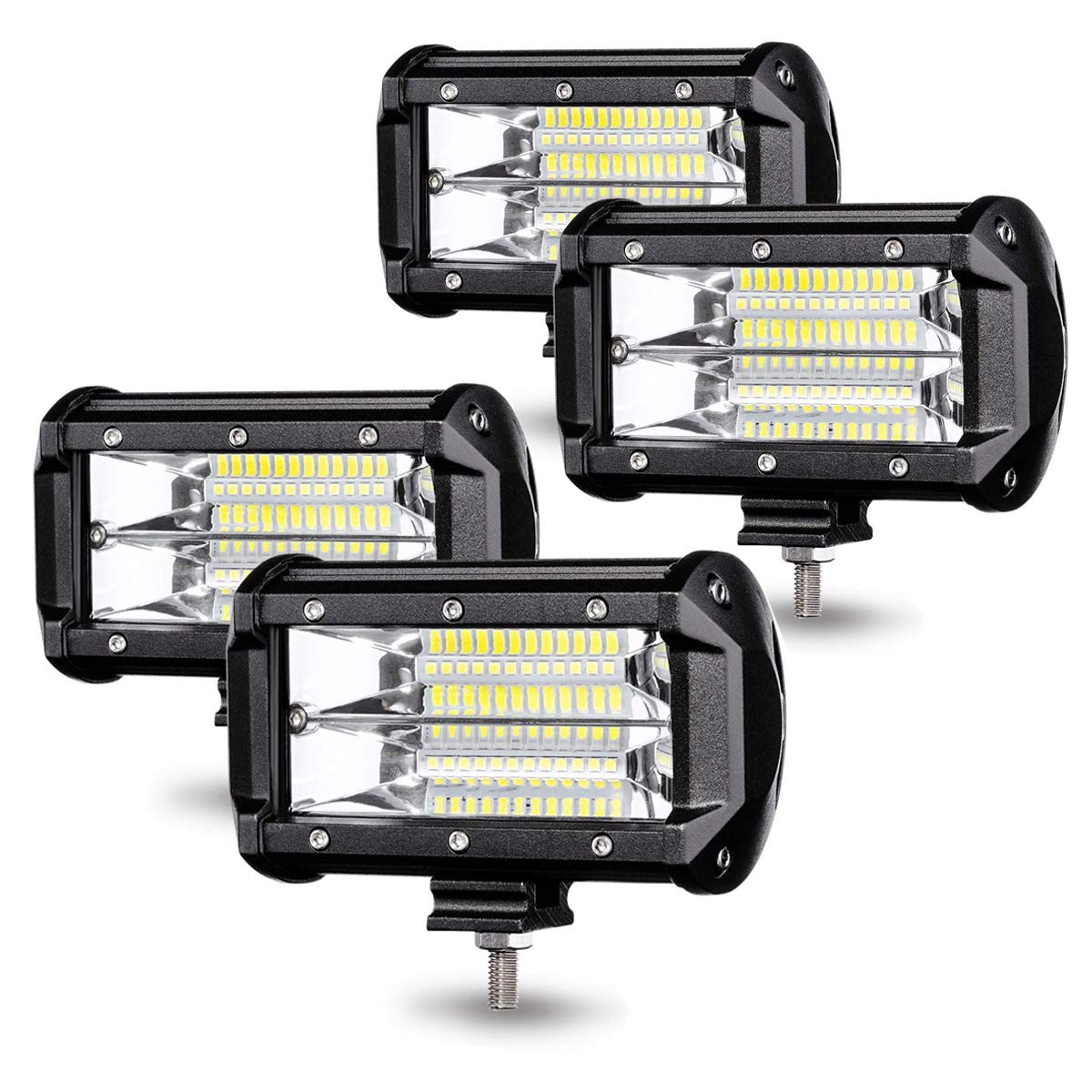 AufuN LED Arbeitsscheinwerfer 72W LED Zusatzscheinwerfer Offroad Scheinwerfer 21600LM 10-30V 6000K Arbeitslicht Wasserdicht IP67 (4 x 72W) von AufuN