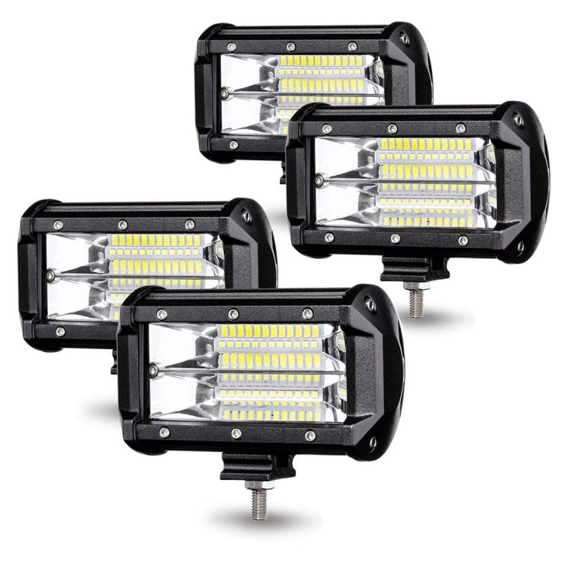 AufuN LED Arbeitsscheinwerfer 72W LED Zusatzscheinwerfer Offroad Scheinwerfer 21600LM 10-30V 6000K Arbeitslicht Wasserdicht IP67 (4 x 72W) von AufuN