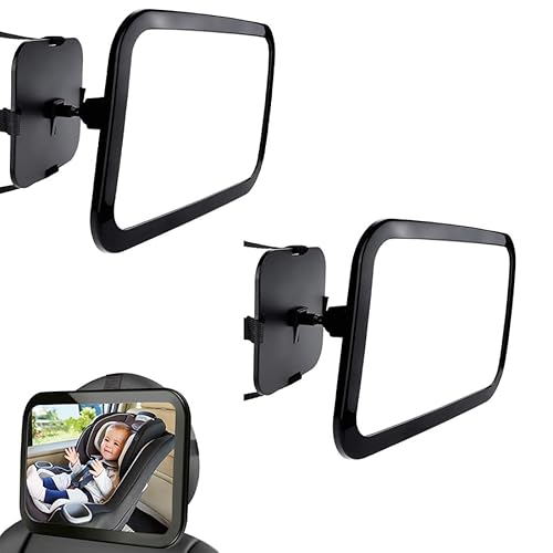 Aufun 2 Stück Auto Baby Rückbank Rueckspiegel, 360° Drehbar Rücksitzspiegel Spiegel Baby Auto Rücksitz mit Gefederten Clips, Glas-Spiegel, Kinderspiegel Auto für Meisten Auto(34 x 19 x 4 cm) von AufuN