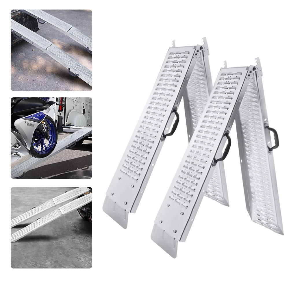 Aufun Auffahrrampe Klappbar 2 Stück Laderampe bis zu 400 kg, Antirutsch Verladerampe mit Griff Laderampen für Anhänger Motorrad ATV Quad, 180 x 22.5 cm Aufun Auffahrrampe Klappbar 2 Stück Laderampe bis zu 400 kg, Antirutsch Verladerampe mit Griff Laderampen für Anhänger Motorrad ATV Quad, 180 x 22.5 cm von AufuN