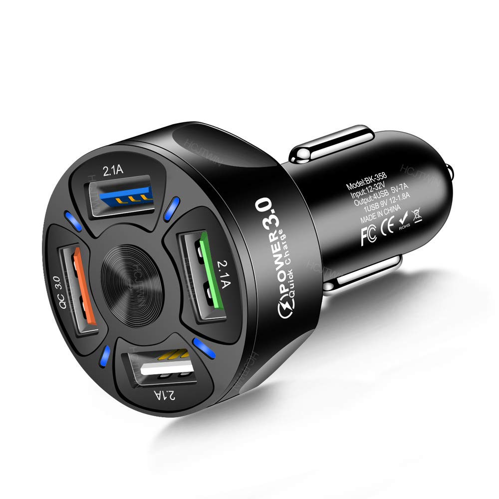 Aumotop 4 in 1 Autoladeadapter 7A 35W USB-Schnellladegerät mit LED-Licht für 12-32V Auto SUV Geländewagen von Aumotop