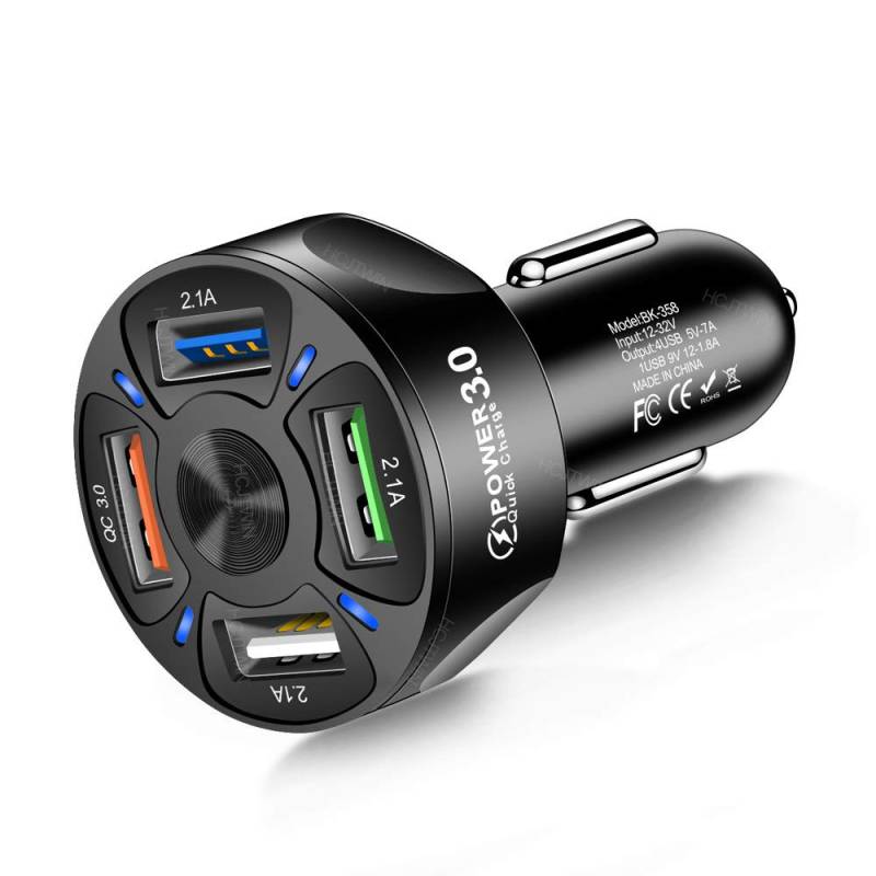 Aumotop 4 in 1 Autoladeadapter 7A 35W USB-Schnellladegerät mit LED-Licht für 12-32V Auto SUV Geländewagen von Aumotop