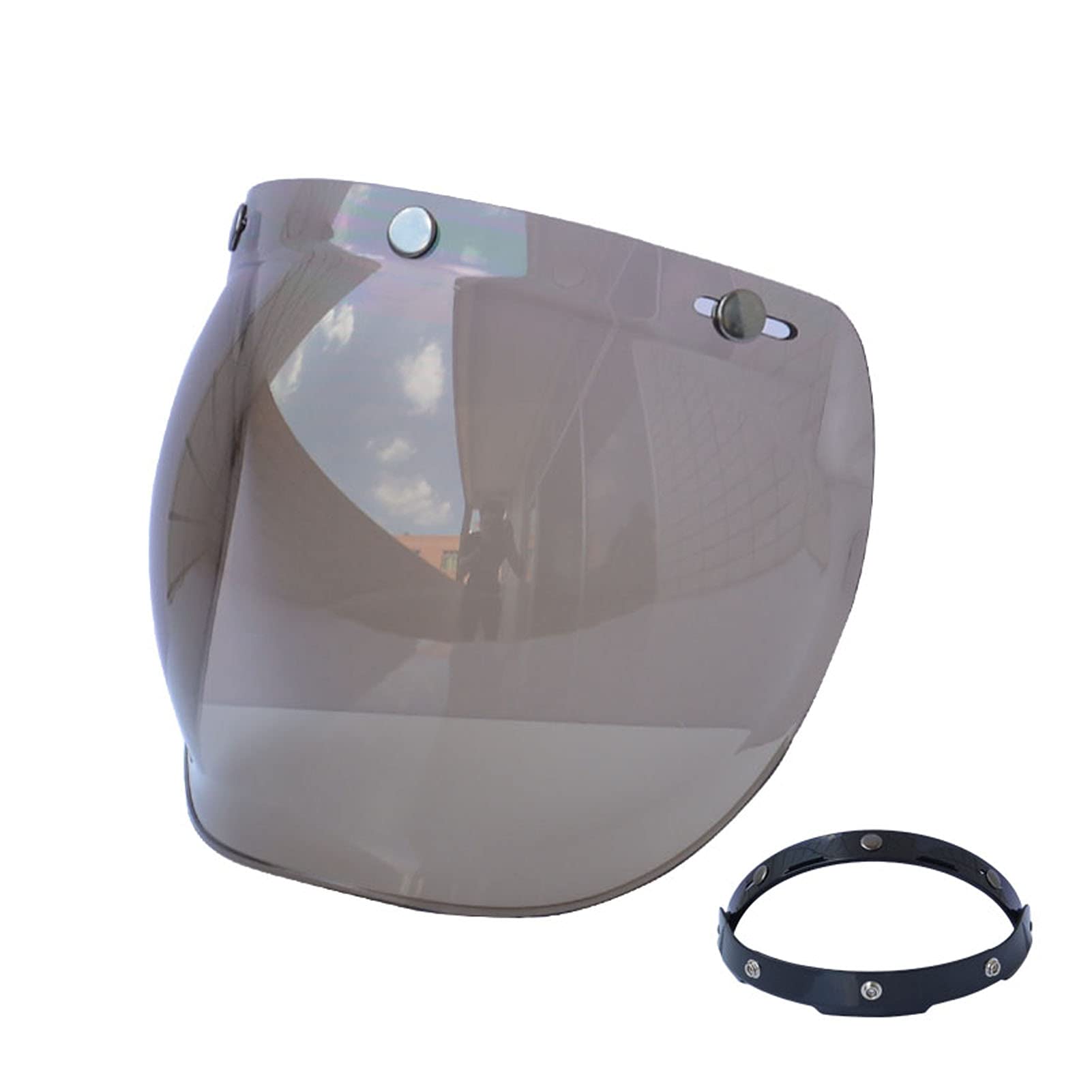 Aumotop UV-Schutzhelm, kratzfest, für Motorrad, Rückseite mit Blasen-Visier, winddicht, Universallinse für offene Standard-Helme mit 3 Schritten von Aumotop
