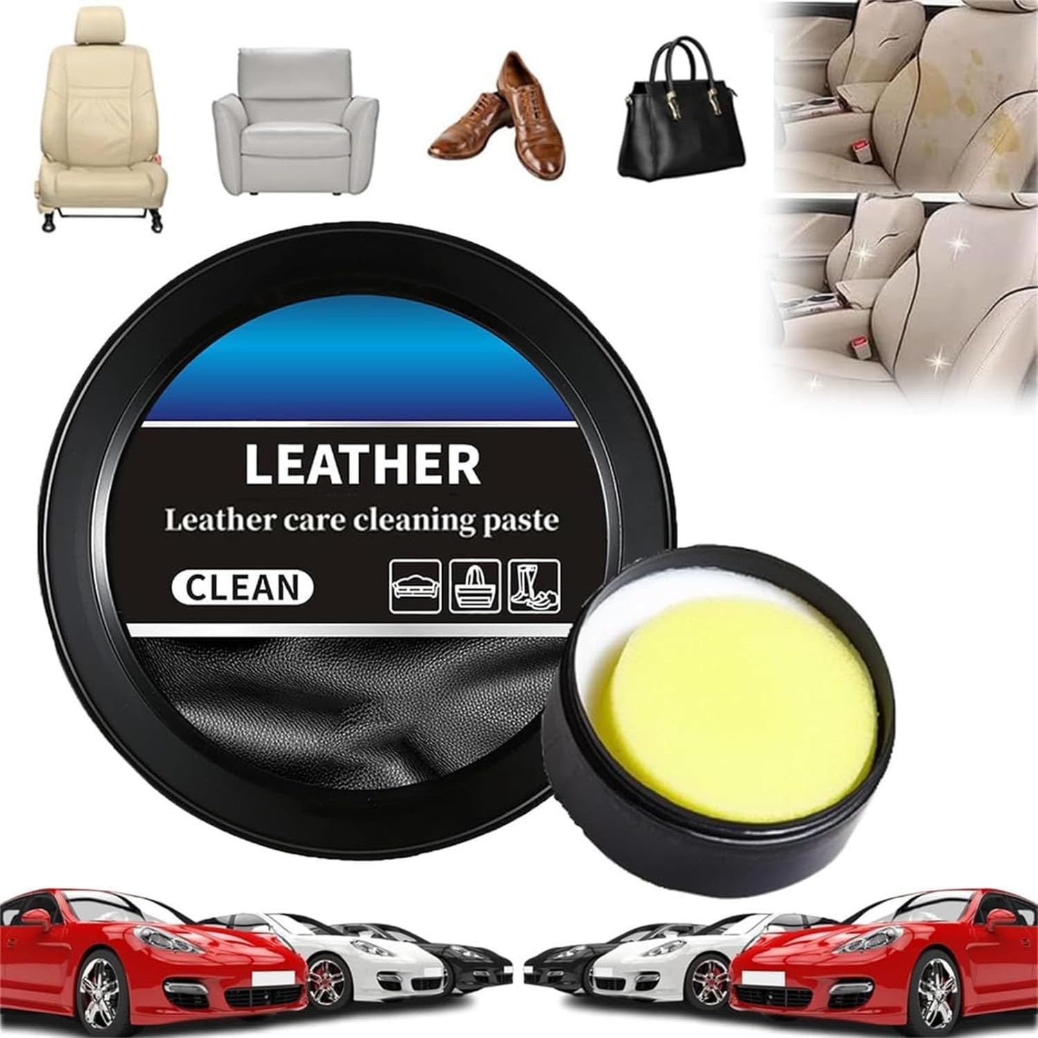 Reinigungs- und Pflegecreme & Reinigungspaste für Lederpflege, Automobilinnenraum Lederreinigungscreme, Auto Leder Conditioner Ölpaste, Lederpflege Reinigungspaste, Lederreparaturset für Auto (2Pcs) Reinigungs- und Pflegecreme & Reinigungspaste für Lederpflege, Automobilinnenraum Lederreinigungscreme, Auto Leder Conditioner Ölpaste, Lederpflege Reinigungspaste, Lederreparaturset für Auto (2Pcs) von Aumude