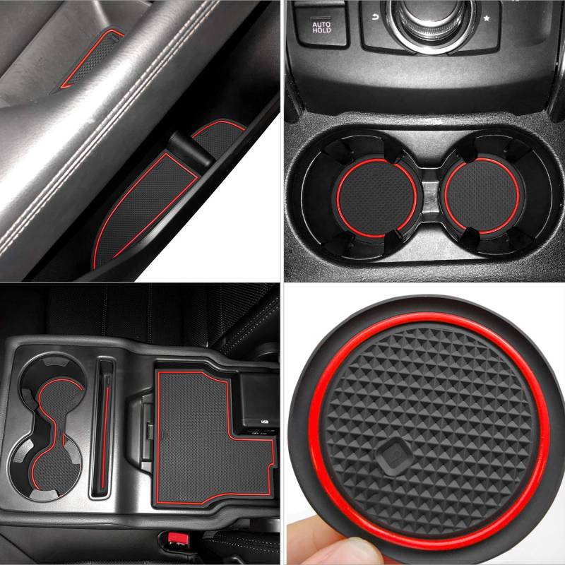 Auovo 18 Stück Anti-Staub-Matten für Mazda CX-5/CX5 Zubehör 2017–2023 passgenau Türfach Getränkehalter Mittelkonsole Liner Auto Innenraum (rot) von Auovo