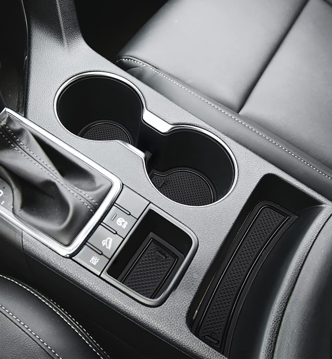 Auovo 2021 Anti-Staub-Matten für Kia Sportage KX5, Zubehör 2017, 2018, 2019, 2020, 2021, 2022, individuelle Innen-Getränkehalter-Einsätze, Mittelkonsole, Türtaschen, 15 Stück (schwarzer Rand) (TP-213) von Auovo