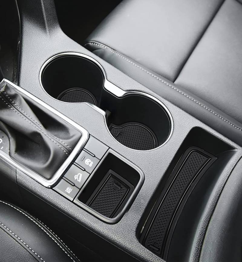 Auovo 2021 Anti-Staub-Matten für Kia Sportage KX5, Zubehör 2017, 2018, 2019, 2020, 2021, 2022, individuelle Innen-Getränkehalter-Einsätze, Mittelkonsole, Türtaschen, 15 Stück (schwarzer Rand) (TP-213) von Auovo