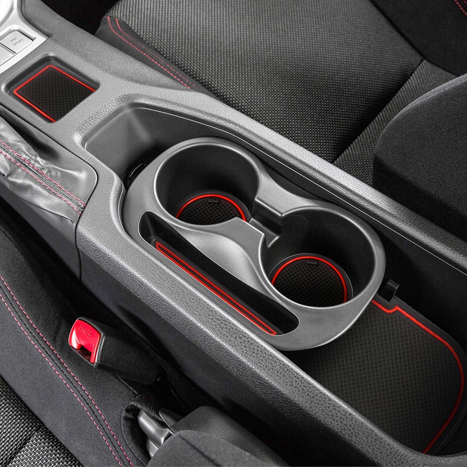 Auovo Anti-Staub-Fußmatten für 2019 2018 2017 2016 2015 2014 2013 Subaru BRZ Toyota 86 Scion FR-S Tür Pocket Liners Cup Pads Console Mats Interior Zubehör (8 STK, Rot) von Auovo