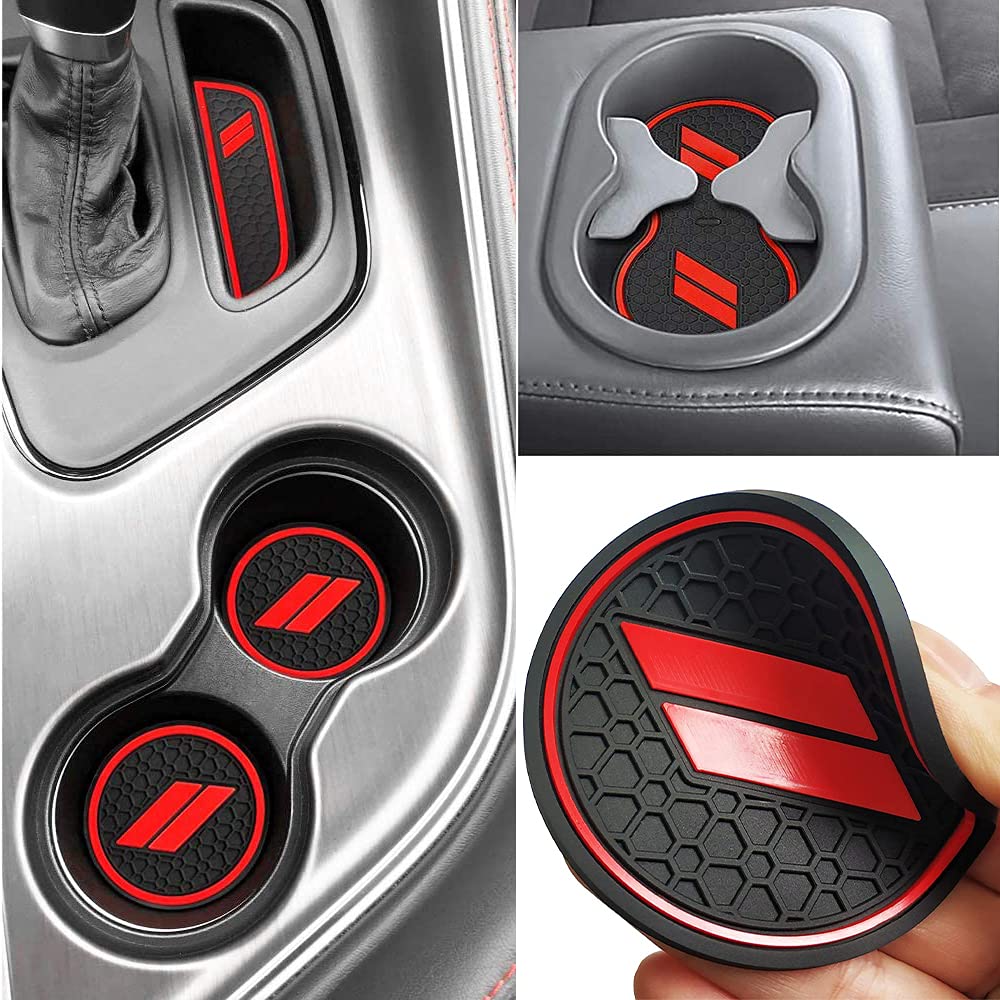 Auprite Anti-Staub-Matten für Dodge Challenger-Zubehör 2015, 2016, 2017, 2018, 2019, 2020, 2021, 2022, 2023, passgenau für Getränkehalter, Matten, Tür, Tasche, Mittelkonsole, 11 Stück/Set (rot) von Auprite