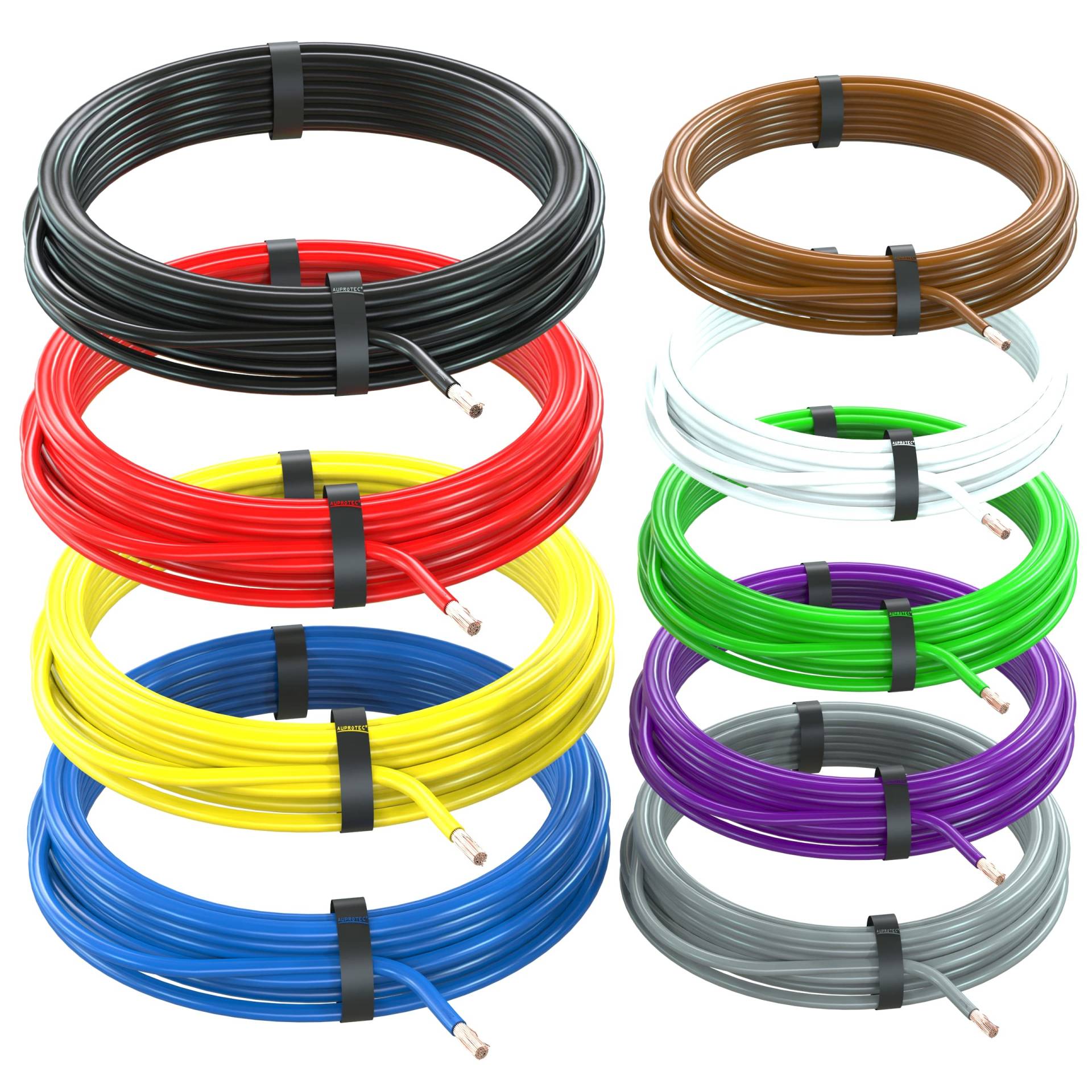 AUPROTEC Fahrzeugleitung 0,50 mm² Set 9 Farben à 5m FLRY-B als Ring von AUPROTEC