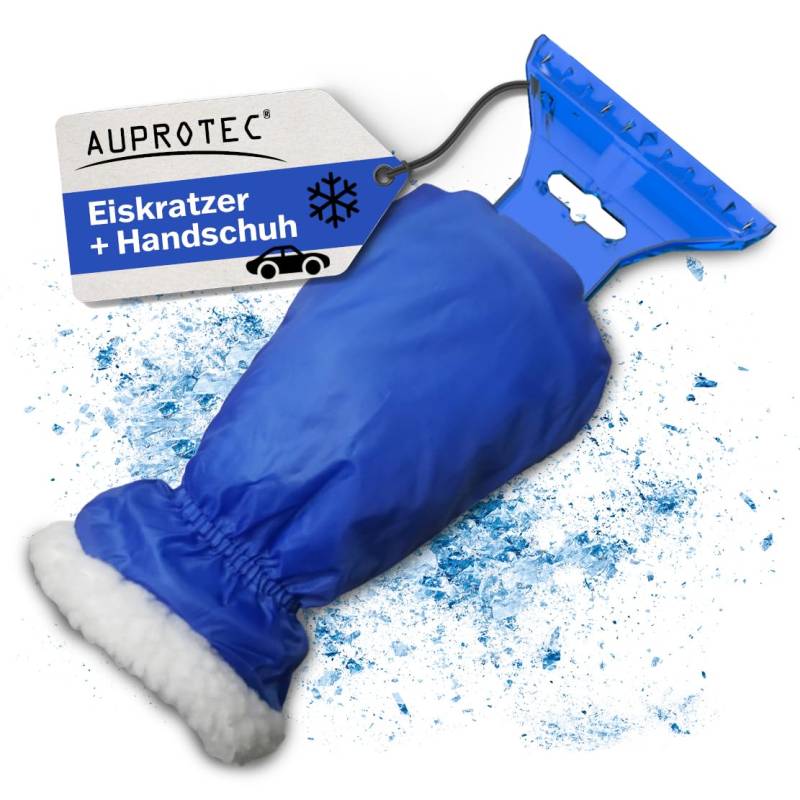 AUPROTEC Eiskratzer mit Handschuh gefüttert/Eiskratzer Auto mit Handschuh/Schneekratzer Auto/Scheibenkratzer Winter/Eisschaber Auto/Eiskratzer Auto Handschuh - Blau von AUPROTEC