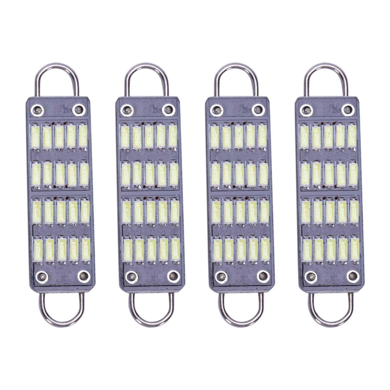 Auracure Glühbirne, 44 mm, weiße Soffittenlampe, 20 SMD, starre Schlaufe, 4,4 cm, LED, 561 562 567 564, 4 Stück von Auracure