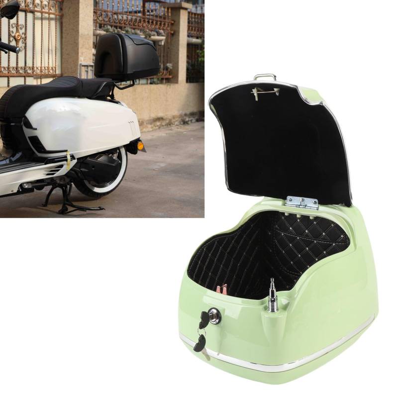 38L Motorradhelmbox ABS, mit Metallbasisplatte, Retro -inspiriertes Design, für Helm in Voller Größe, Werkzeuge, Passt die Meisten Motorräder, Roller an (GREEN) von Ausla