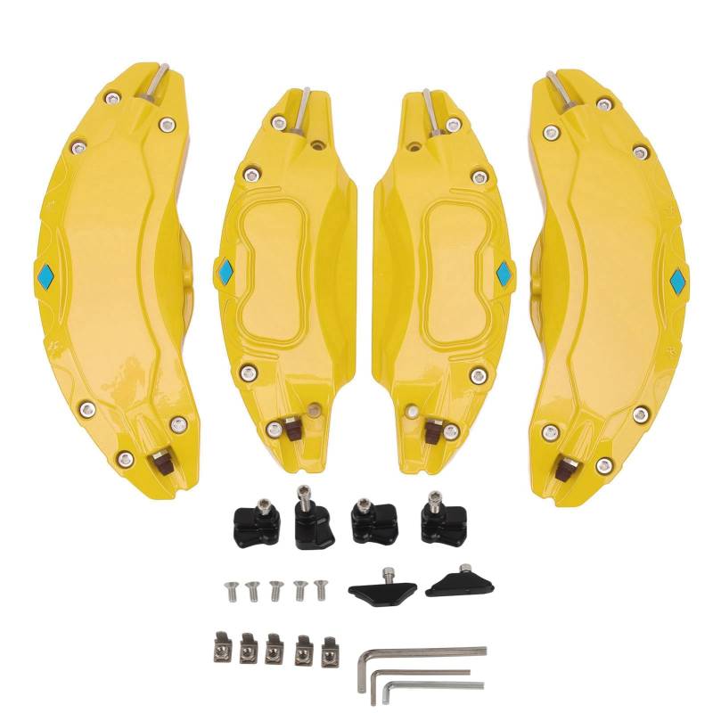 4 Stück 19 Zoll 20 Zoll Radnaben-Bremssattelabdeckungen aus Aluminiumlegierung, Scheibenbremssattel-Schutzabdeckung (Yellow) von Ausla