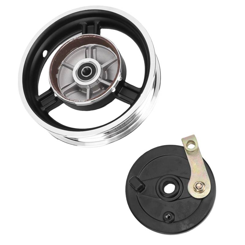 Ausla 10X3.0 Felge mit Bremssatz, M12 Stahlfelgennabenbaugruppe für Vorder- und Hinterreifen für Elektroroller, E-Bike, Mini-Pocketbike, Mini-Pit-Dirtbike von Ausla