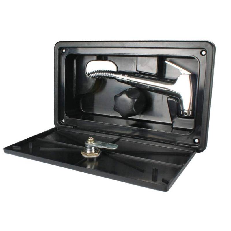 Wohnmobil-Außenduschkasten-Set mit Wasserhahn, Ventil, Schlauchstab, Einfache Installation für Wohnmobil, Marine, Boot (Black) von Ausla