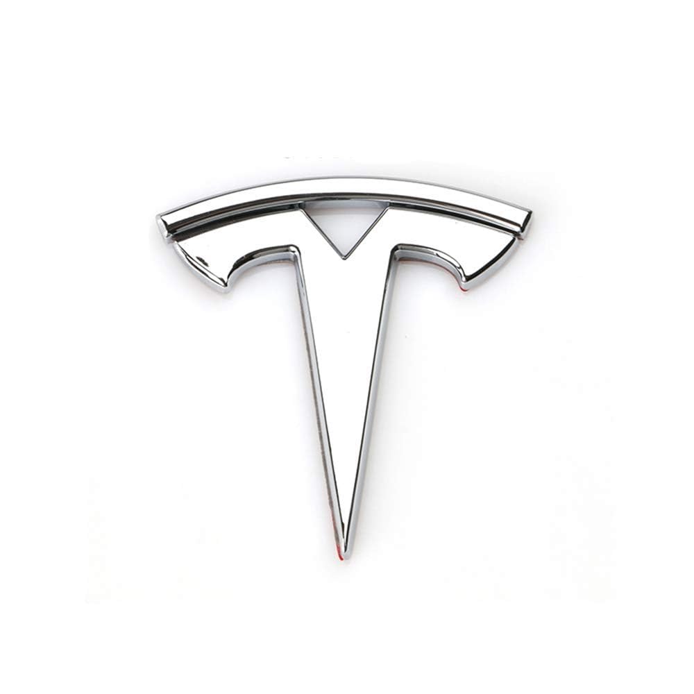 2 Stück Auto vorne und hinten Logo dekorative Aufkleber für Tesla Model 3 Model X Model S Model Y, 3D-Außenschutz-Aufkleber, Außenmodifikationszubehör, Normal-Silber von AusuB