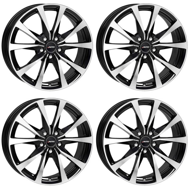 4x Autec Felgen BRIXEN 7.0x17 ET50 5x108 Schwarz poliert kompatibel mit Ford Focus Mondeo Transit Connect C-MAX S-MAX Galaxy Kuga Tourneo von Autec